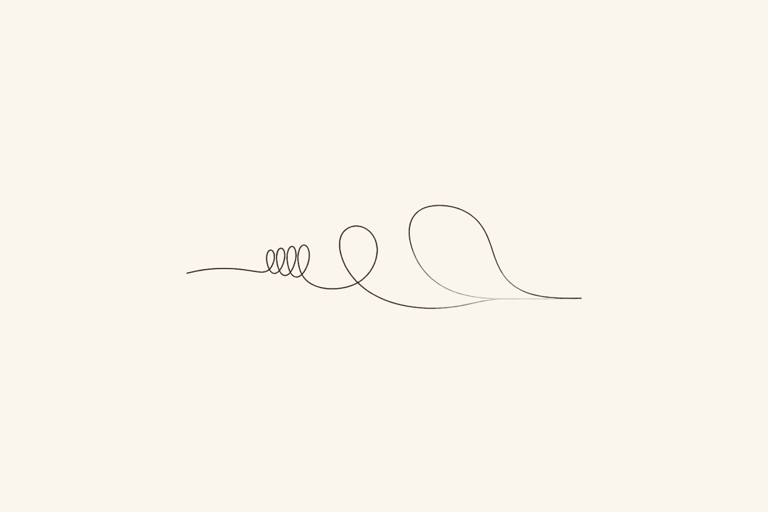 A single ink line moves from tight loops into broad, open curves, symbolising the release created through Breathwork.